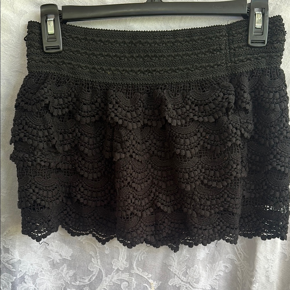 Elegant Black Crochet Skirt